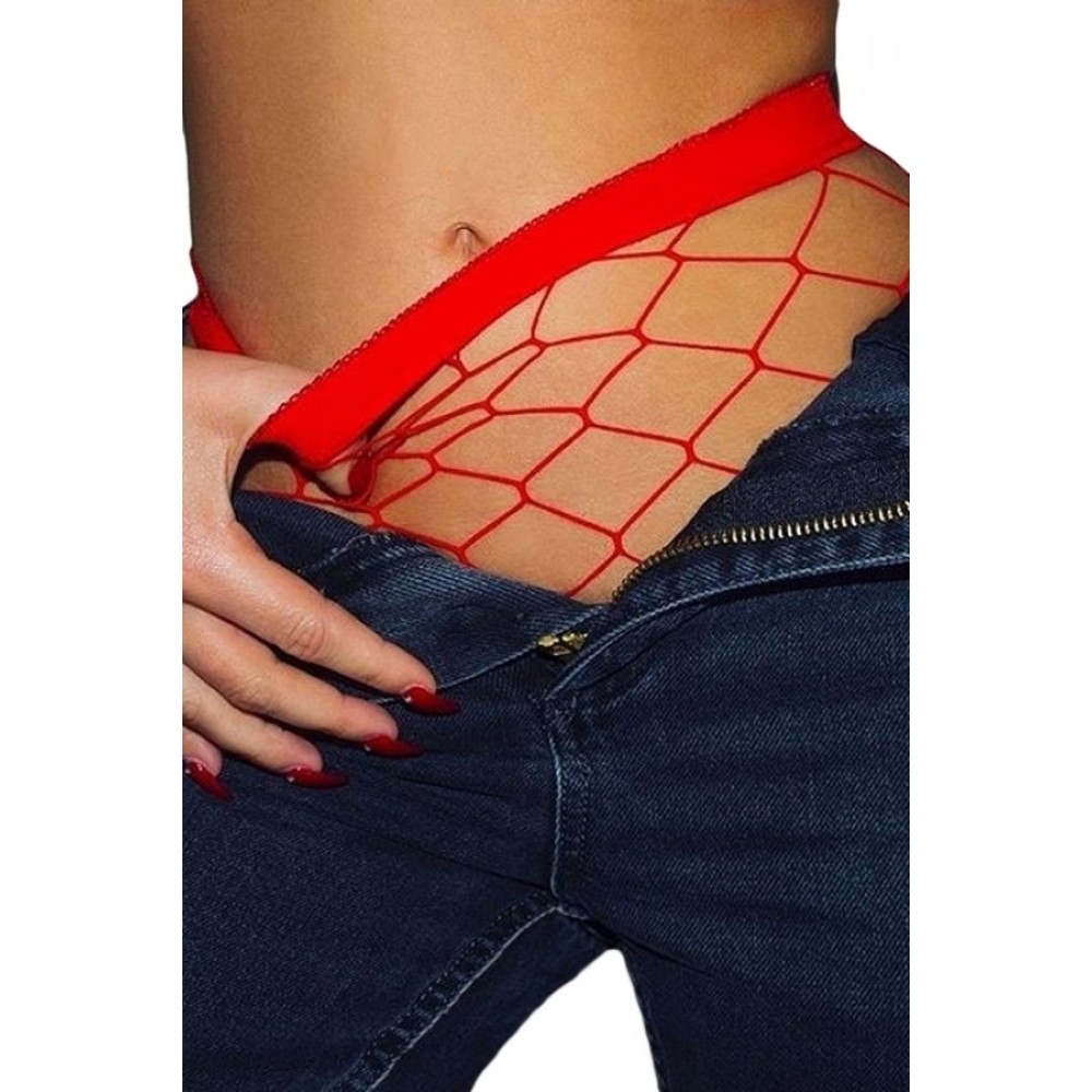 Seksi Fileli Kırmızı Külotlu Çorap Seksi Fileli Kırmızı Külotlu Çorap
