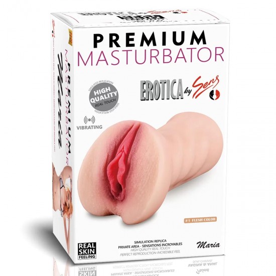 Premium Masturbator Maria - Realistik Dokulu Ten Rengi Titreşimli Suni Vajina