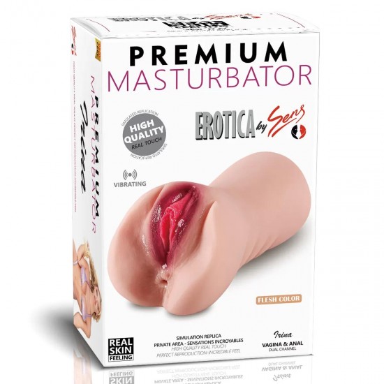                     Premium Masturbator Irina - Realistik Dokulu Anal Vajinal 2 in 1 Titreşimli Suni Vajina