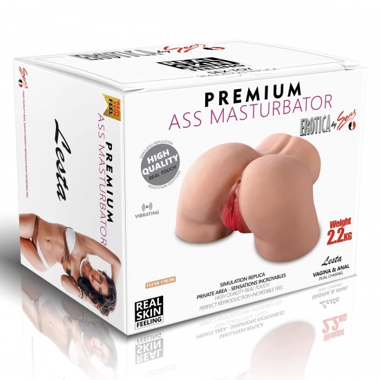 Premium Ass Masturbator Lesta - Realistik Anal Vajinal 2 in 1 Titreşimli Suni Kalça Vajina