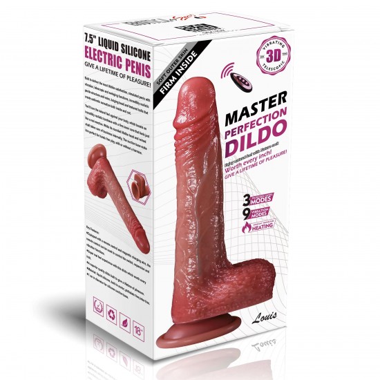 Master Perfection Dildo Louis - Isıtmalı İleri Geri Hareketli ve Rotasyonlu Gerçekçi Damarlı Yapay Penis Vibrator