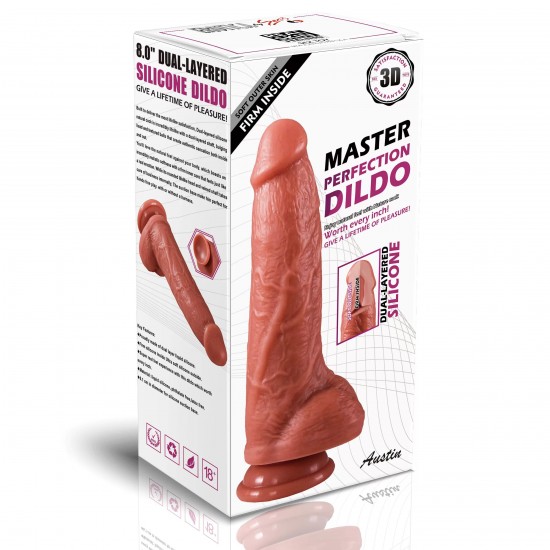 Master Perfection Dildo Austin - Ultra Yumuşak Çift Katmanlı Damarlı Realistik Yapay Penis