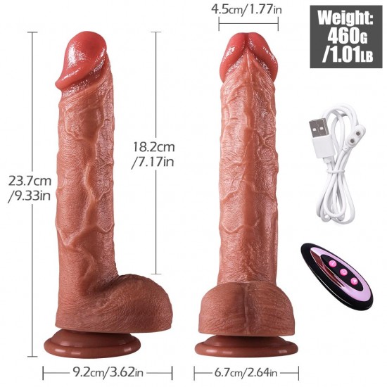 Master Perfection Dildo Derek - Isıtmalı İleri Geri Hareketli ve Rotasyonlu Gerçekçi Damarlı Yapay Penis Vibrator