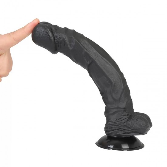 LIAM Dildo Gerçekçi Et Dokusunda Küçük Testisli Realistik Zenci Penis 25 CM