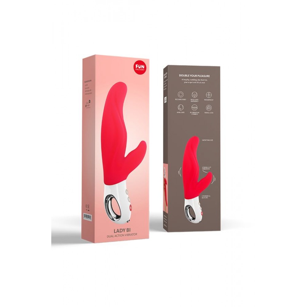 Fun Factory LADY Bİ Vibratör, silikon, kırmızı, 22 cm