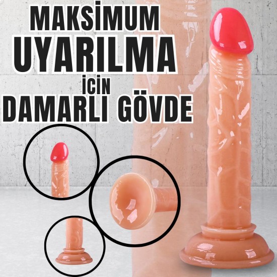 UNIQUE Realistik Dokuda Mini Dildo Vantuzlu Gerçekçi Yapay Penis 14 CM