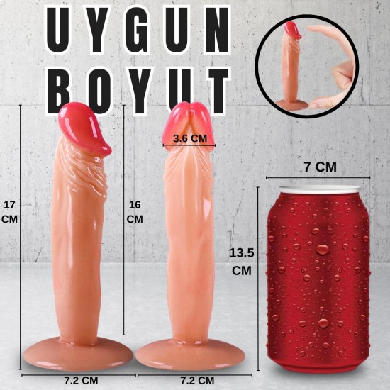 UNIQUE Realistik Dokuda Dildo Vantuzlu Gerçekçi Yapay Penis 17 CM