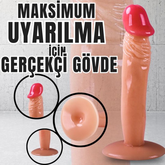 UNIQUE Realistik Dokuda Dildo Vantuzlu Gerçekçi Yapay Penis 17 CM