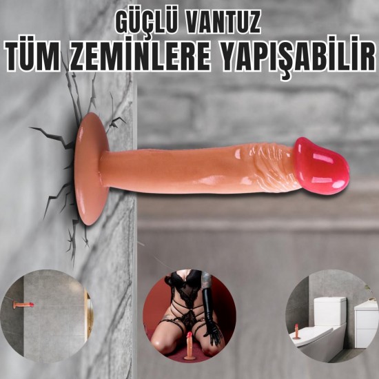 UNIQUE Realistik Dokuda Dildo Vantuzlu Gerçekçi Yapay Penis 17 CM