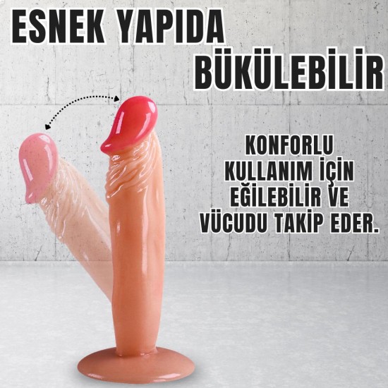 UNIQUE Realistik Dokuda Dildo Vantuzlu Gerçekçi Yapay Penis 17 CM