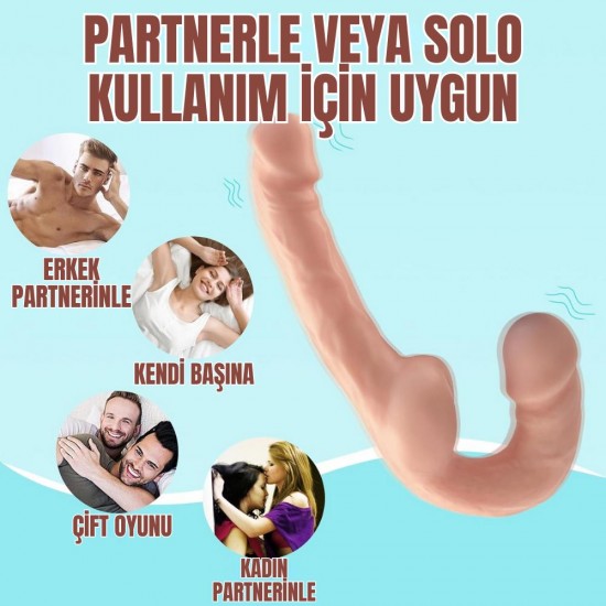 UNIQUE Realistik Dokuda Çift Taraflı Dildo Strapless Çift Uçlu Gerçekçi Yapay Penis