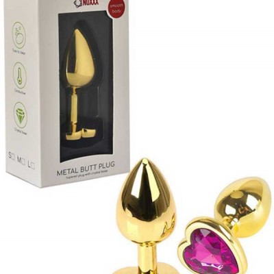 NOXXX Altın Renkli Kalpli Çelik Anal Plug - Orta Boy