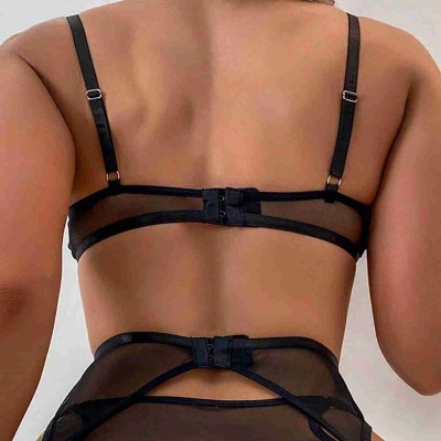 Fantezi Jartiyer Takım Seksi Sütyen Külot Siyah