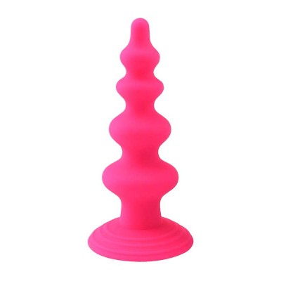 Boğumlu Silikon Anal Plug Pembe Vantuzlu 