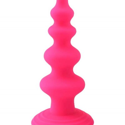 Boğumlu Silikon Anal Plug Pembe Vantuzlu 