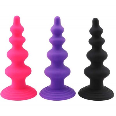 Boğumlu Silikon Anal Plug Mor Vantuzlu Boğumlu Silikon Anal Plug Mor Vantuzlu
