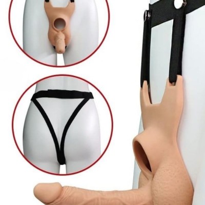 Hollow Strap-On Dildo(Kurşun Vibratör Uyumlu) – Ayarlanabilir Kemerli Giyilebilir Anal Dildo, 15 cm