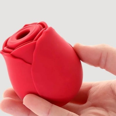 Rose Klitoral Emiş ve Titreşim Vibratörü – Şarjlı Silikon Gül Tasarımlı Uyarıcı - Kırmızı