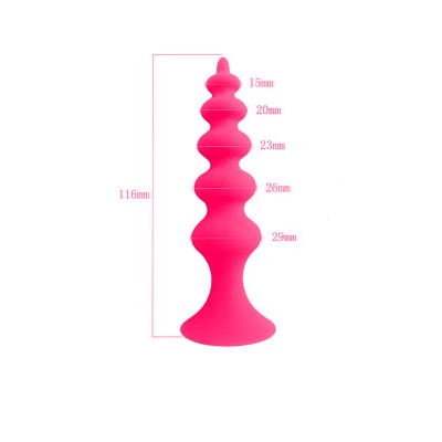 Boğumlu Silikon Anal Plug Pembe Vantuzlu 