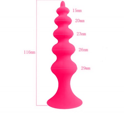 Boğumlu Silikon Anal Plug Pembe Vantuzlu Boğumlu Silikon Anal Plug Pembe Vantuzlu