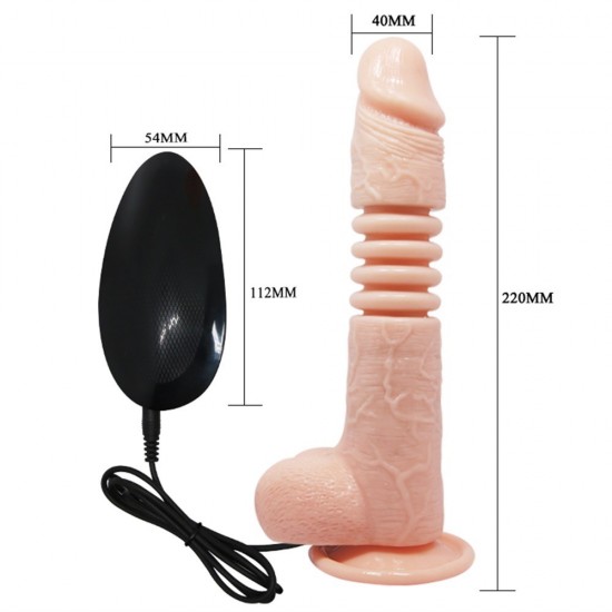 Belden Bağlamalı 22 cm İleri Geri Hareketli Gerçekçi Silikon Vantuzlu Penis