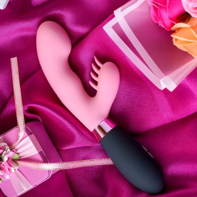 Eromantica Ornella'da 3'ü 1 arada masaj aleti, pembe, silikon, 21,5 cm