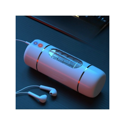 10 Mod Titreşimli Sesli Akıllı Mastürbatör Pilli Beyaz