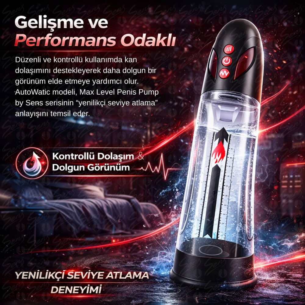 AutoWatic - Büyük Hazneli Suyla Kullanılabilir 8 Modlu Yüksek Performans Şarjlı Otomatik Hydro Penis Pompası