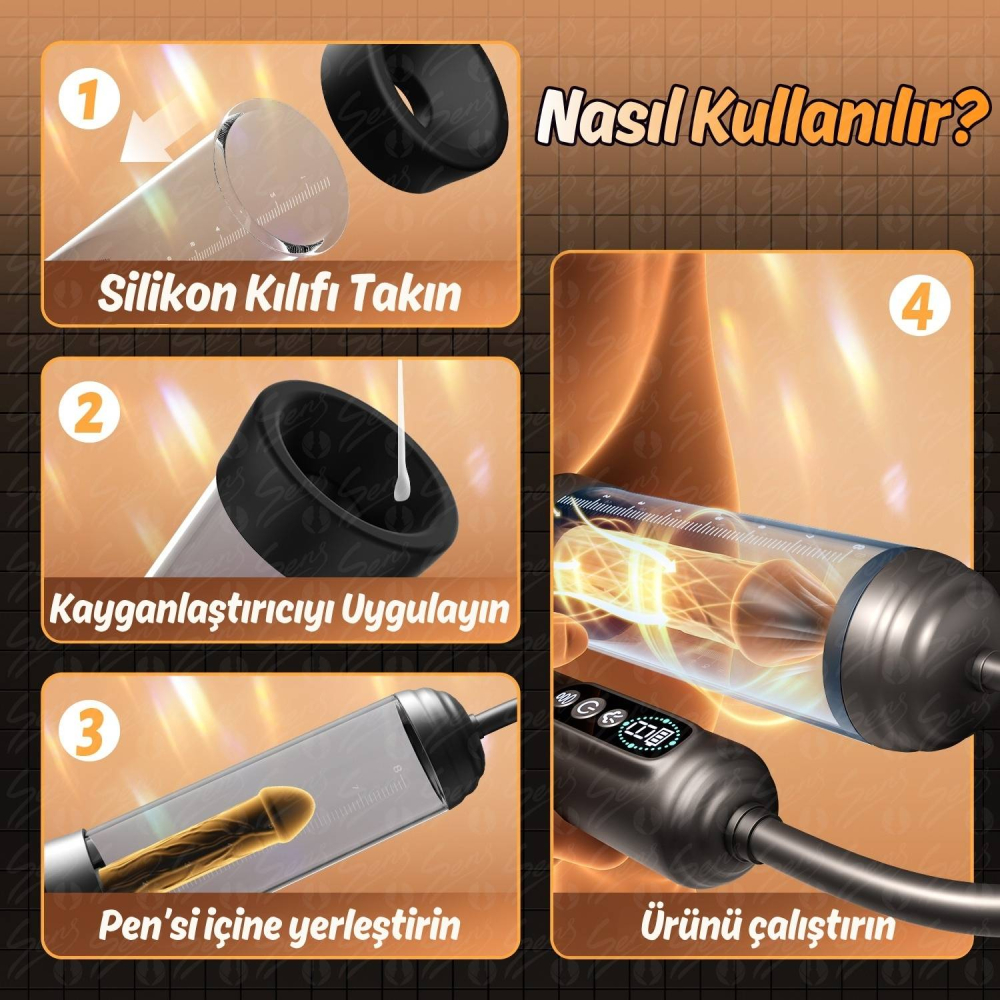 Automatic MXL1 - Ekstra Büyük Hazneli Yedek Başlıklı 6 Emiş Modlu Dijital Ekran Profesyonel Otomatik Penis Pompası