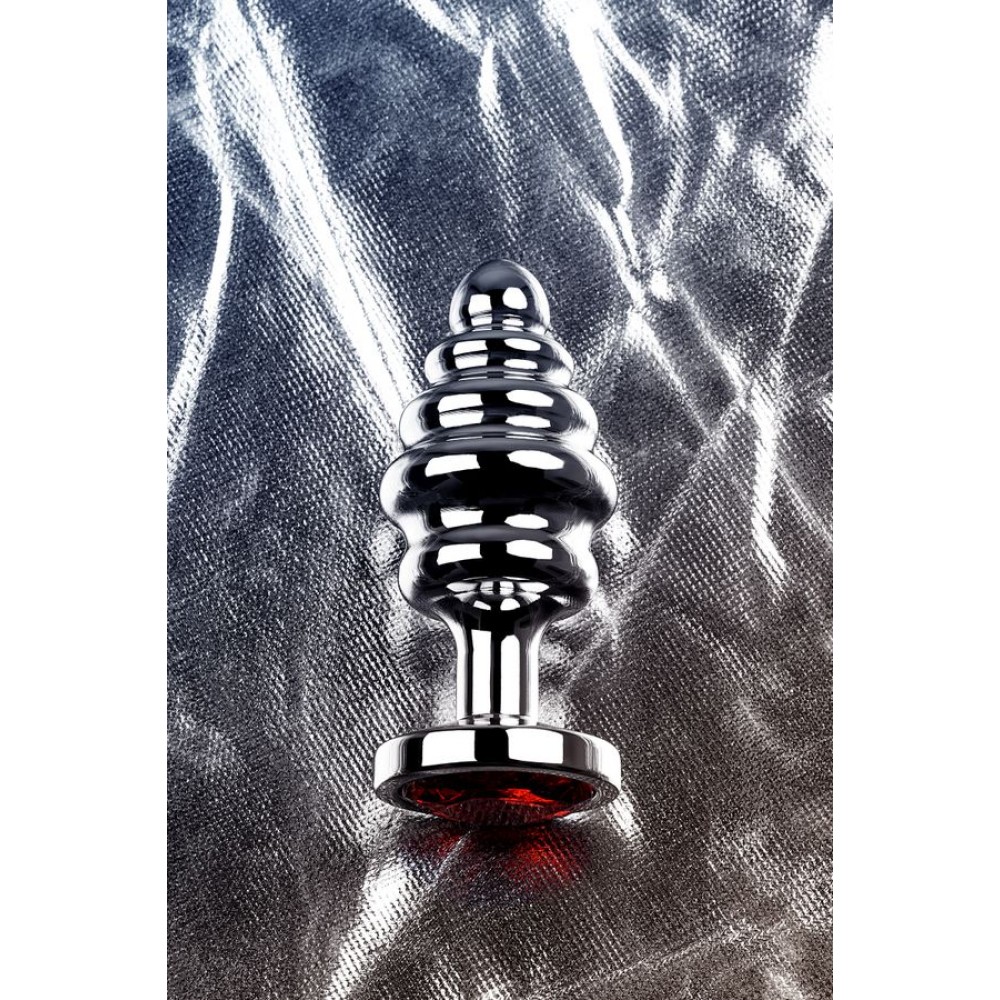 Metal by TOYFA Anal Plug, Metal, gümüş, kırmızı kristalli, 8 cm, Ø 3,5 cm, 95 g