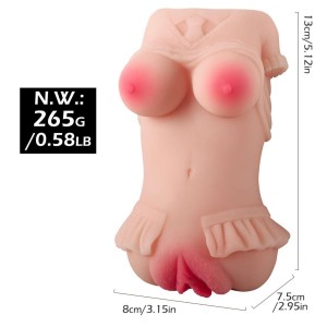   Amelia - Kolay Saklanabilir Cep Boy Titreşimli Isıtmalı Suni Vajina Realistik Mastürbatör 13 CM