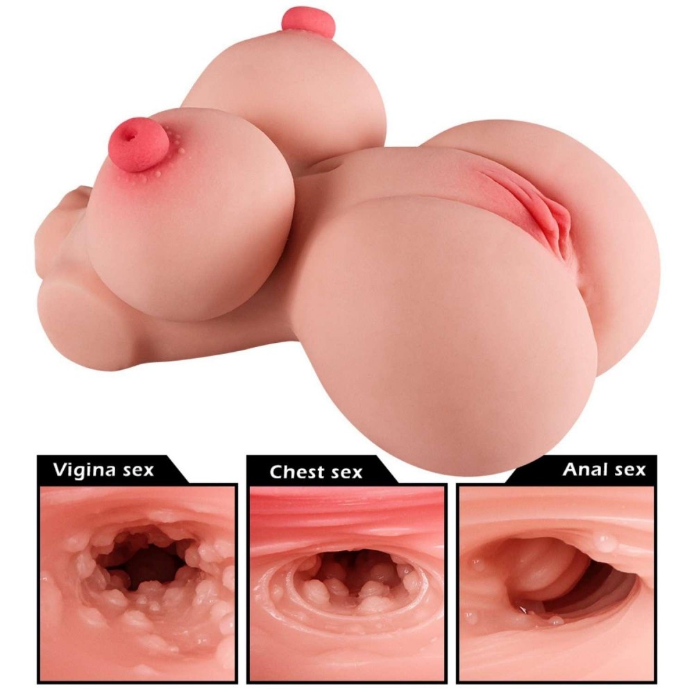 Olivia - Anal Vajina Göğüs Girişli 3 in 1 Yarım Realistik Manken Titreşimli Isıtmalı Suni Vajina 3.5 KG