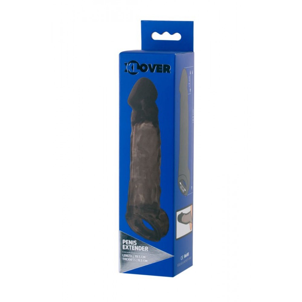 BOYUTU ARTTIRICI, XLOVER BY TOYFA PENİS KLIFI,TPE, SİYAH, ŞEFFAF, 19.5 cm