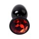 Metal Anal Plug, Metal, siyah, kırmızı kristalli, 7,2 cm, Ø2,8 cm, 50 g