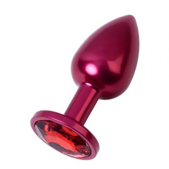 Metal Anal Plug, Metal, kırmızı, kırmızı kristalli, 7,2 cm, Ø2,8 cm, 50 g