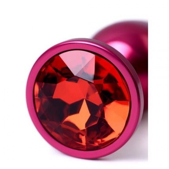 Metal Anal Plug, Metal, kırmızı, kırmızı kristalli, 7,2 cm, Ø2,8 cm, 50 g