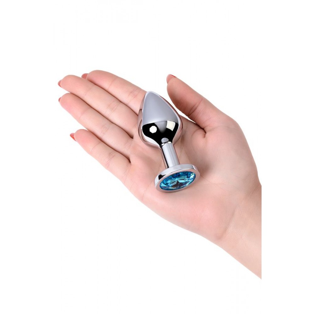 Metal by TOYFA Anal Plug, Metal, gümüş, mavi kristalli, 8 cm, Ø 3,4 cm, 85 g
