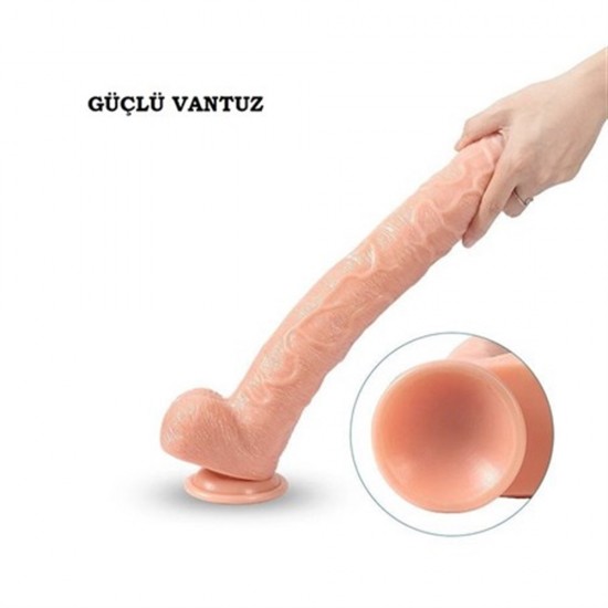 43 cm Belden Bağlamalı Realistik Penis Gerçekçi Damarlı Dev Dildo Set