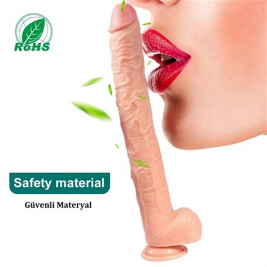 43 cm Belden Bağlamalı Realistik Penis Gerçekçi Damarlı Dev Dildo Set