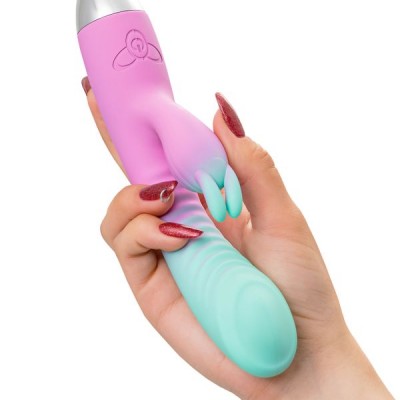 Flovetta ORCHID Klitoral Uyarıcılı G Noktası Vibratörü, Silikon, Nane Pembesi, 21 cm