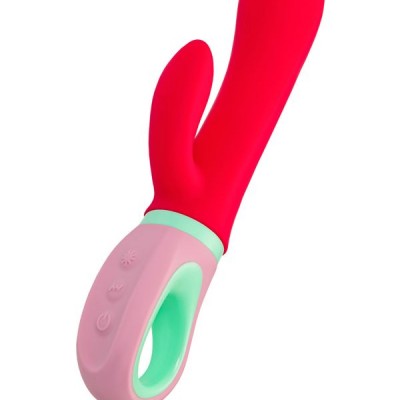 Flovetta PETUNIA Klitoral Uyarıcılı Vibratör, Silikon, Kırmızı, 19 cm