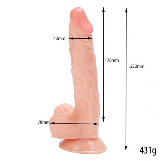 ELON Dildo Gerçekçi Et Dokusunda Damarlı Realistik Penis 23 CM