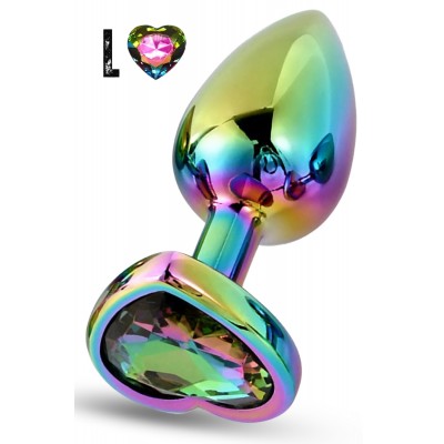 Paslanmaz Çelik Çok Renkli Kalpli Mücevher Taşlı Pürüzsüz Rainbow Metal Anal Butt Plug - Büyük Boy Paslanmaz Çelik Çok Renkli Kalpli Mücevher Taşlı Pürüzsüz Rainbow Metal Anal Butt Plug - Büyük Boy