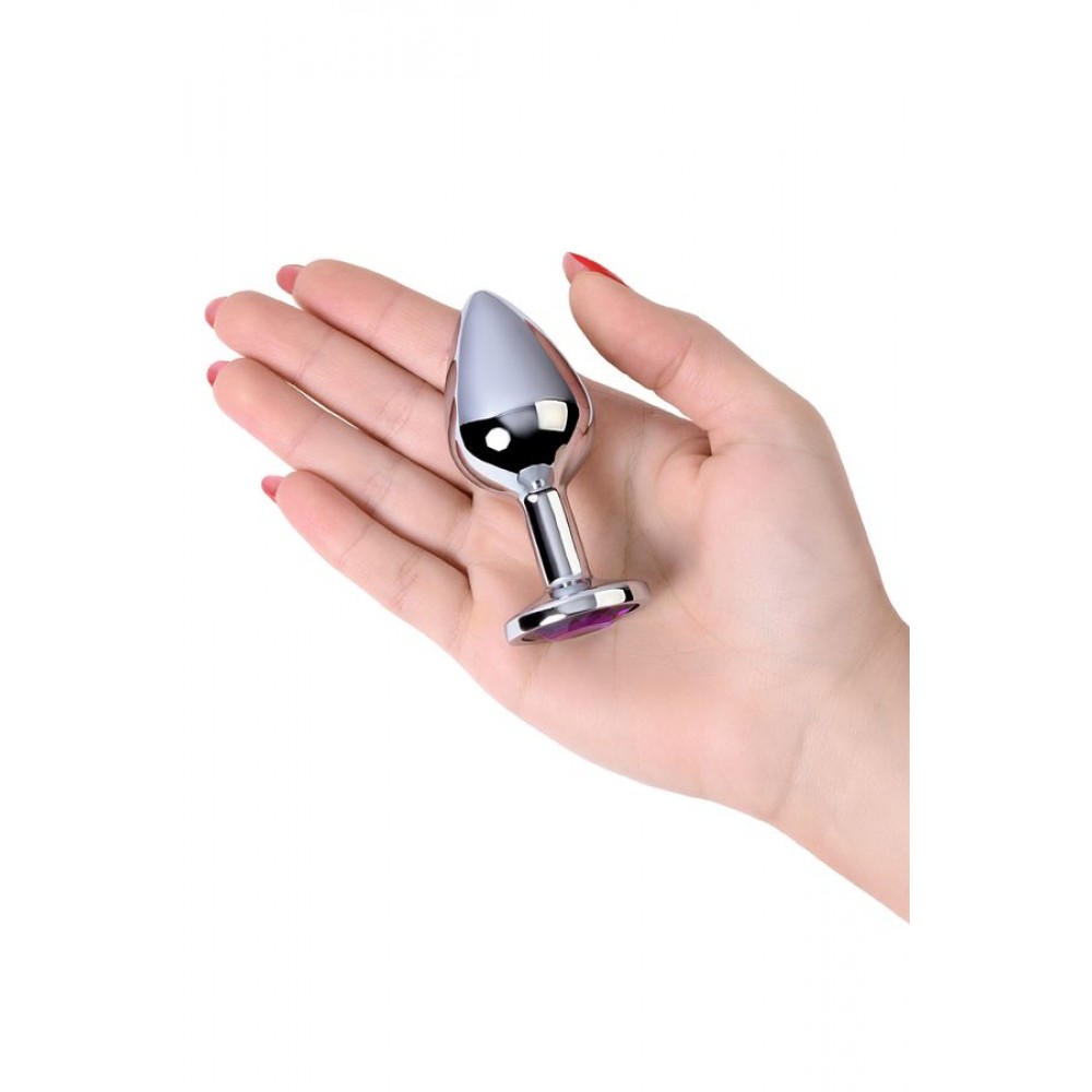 Metal by TOYFA Anal Plug, Metal, gümüş, mor kristalli, 8 cm, Ø 3,4 cm, 85 g