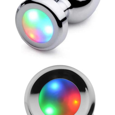 Paslanmaz Çelik Led Işıklı Pürüzsüz Silver Metal Anal Butt Plug