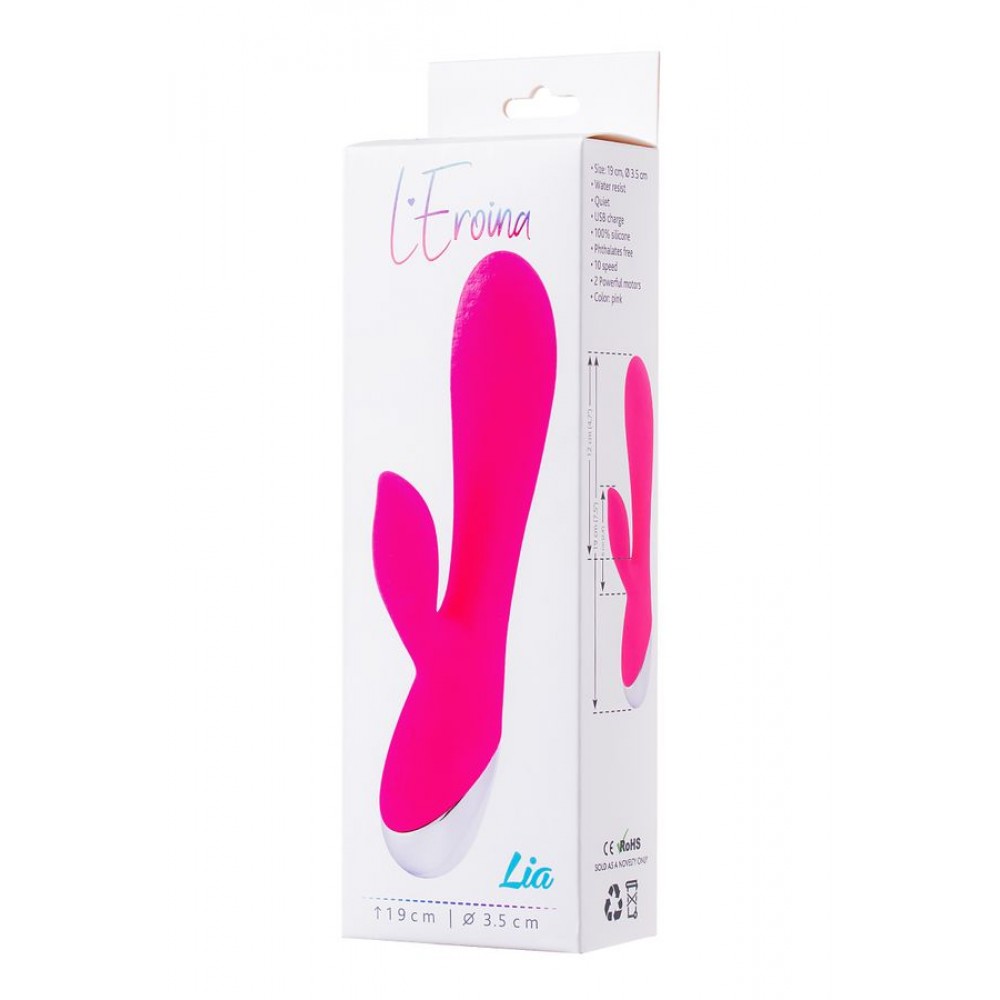 L'EROİNA klitoral stimülatörlü vibratör, silikon, pembe, 19 cm