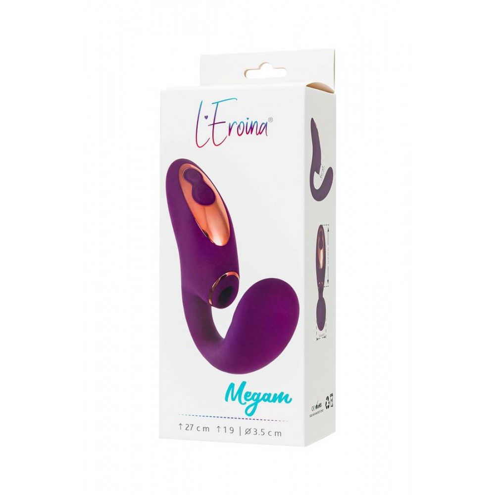 Çift uyarımlı masaj aleti L'Eroina Megam, silikon, mor, 27,5 cm