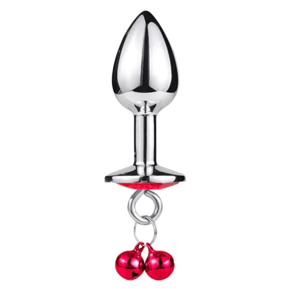 Silver Paslanmaz Çelik Kırmızı Taşlı Zilli Metal Anal Plug Silver Paslanmaz Çelik Kırmızı Taşlı Zilli Metal Anal Plug