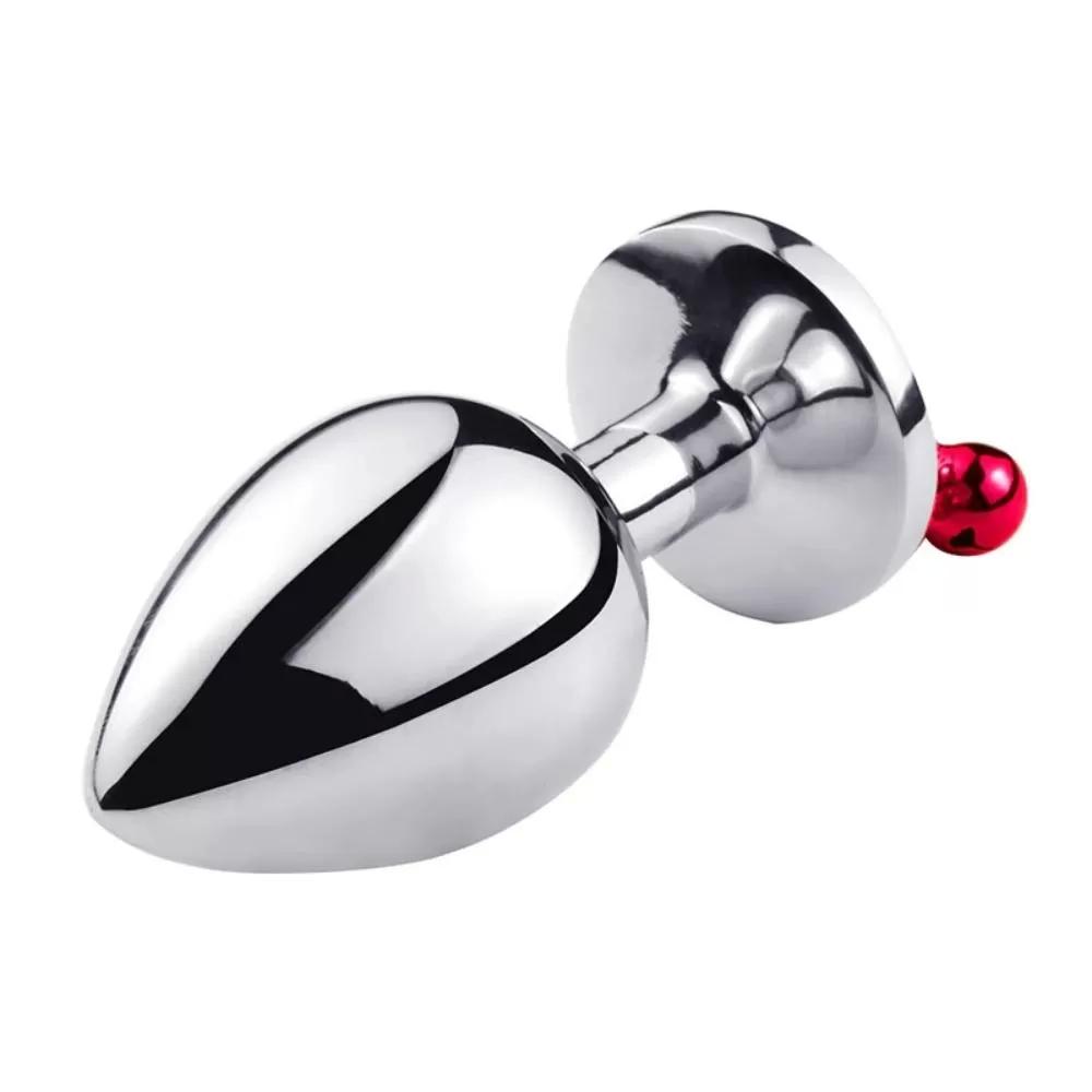 Silver Paslanmaz Çelik Kırmızı Taşlı Zilli Metal Anal Plug Silver Paslanmaz Çelik Kırmızı Taşlı Zilli Metal Anal Plug