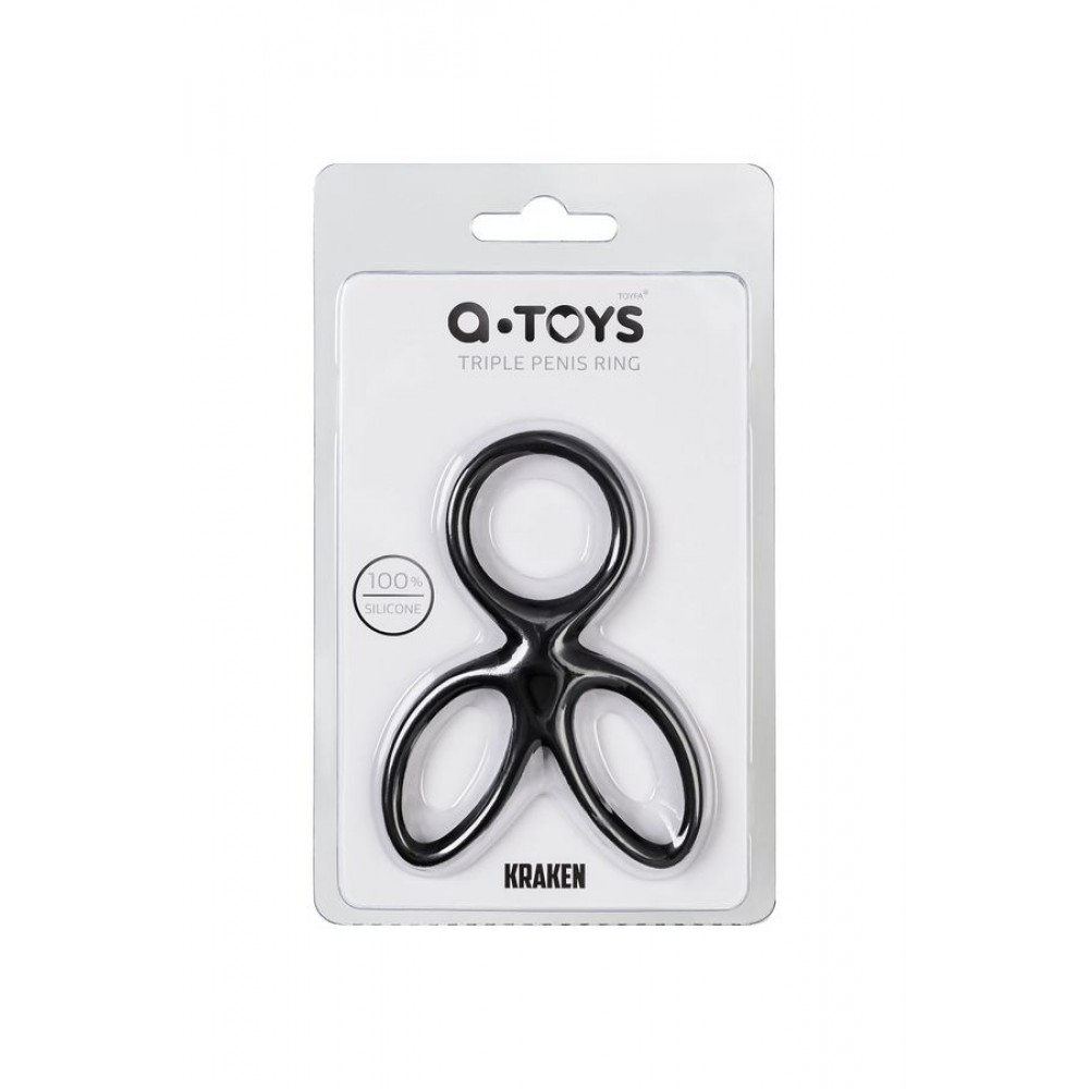 A-Toys by TOYFA KRAKEN Üçlü Penis Halkası, Silikon, Siyah, 10 cm